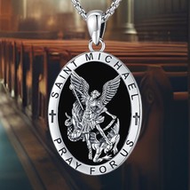 925 Sterling Silver Saint Michael Protection Necklace | St Michael Medal Pendant - $138.00