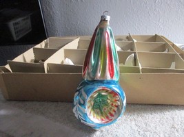 Vintage Ice Cream Cone Triple Indent Christmas Tree Blown Glass Ornament 6&#39;&#39; - £54.50 GBP