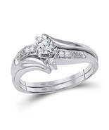 10kt White Gold Round Diamond Bridal Wedding Ring Band Set 1/5 Ctw - £528.25 GBP