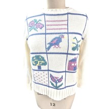 Cottagecore VTG Sweater 80s 90s Country Suburbans White /Bird &amp; Flower D... - $38.61