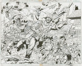 Paul Pelletier Original Art Justice League United 15 Double Page Splash Sgt Rock - £1,529.06 GBP