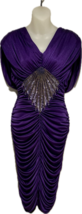 Vintage Purple Cocoon Dress, Beaded Bodice, Glam Rock, Made in USA-Size 8 - £226.46 GBP