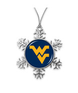 59715 West Virginia Mountaineers WVU Snowflake Christmas Ornament - £13.32 GBP
