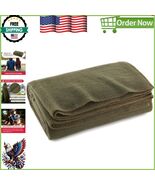 Olive Green Wool Fire Retardant Blanket - Heavyweight Military Design, 6... - $64.33 CAD