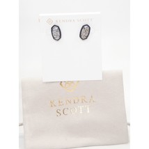 Kendra Scott Ellie Platinum Drusy Gunmetal Statement Stud Earrings NWT - £50.22 GBP