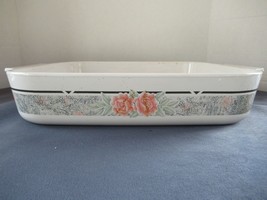 Corning Ware casserole roaster Silk &amp; Roses rectangle 12&quot; long  1991 A-21-B-N - £20.45 GBP