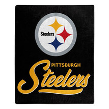 Pittsburgh Steelers 50&quot; by 60&quot; Plush Signature Raschel Throw Blanket - NFL - £30.52 GBP