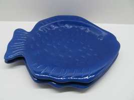 Home Studio Coastal Collection Set Of 2 Blue 10 X 9&quot; Fish Shaped Dinner ... - £22.71 GBP