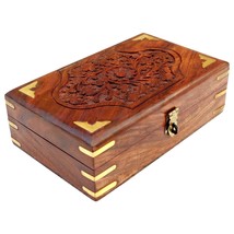 Beautiful Wooden Jewelery Box Women Jewel Organizer Hand Carved Gifts 8x5 Inches - £23.22 GBP