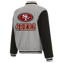 NFL San Francisco 49ers Reversible Full Snap Fleece Jacket JHD Embroidered Logos - £107.90 GBP