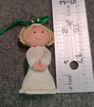 Vintage Angel Clay Ornament Blond Hair with Holly - £3.36 GBP