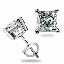 2Ct Princess Cut Simulated Solitaire Stud Earrings 14k White Gold Plated... - $75.73 CAD