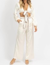 Endless Blu. front tie trouser pant set in SATIN CREME - $64.00