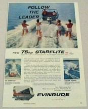 1960 Print Ad Evinrude 75 HP Starlite II Outboard Motors Pulls 4 Skiers - $11.87