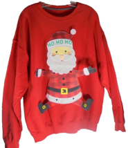 Santa Claus Ho Ho Ho Womens XL Sweatshirt Red Fruit Of The Loom Felt Cotton - £8.10 GBP