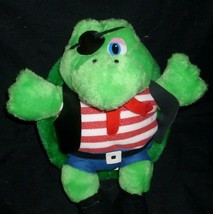 12&quot; Vintage Cloud 9 Dan Brechner Green Pirate Turtle Stuffed Plush Toy Patch Eye - £20.44 GBP