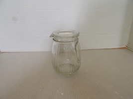 Vintage Unique Ribbed Pitcher With Handle and Glass Disc Lid-5&quot; Tall - £15.65 GBP