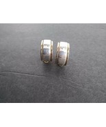 Vintage Goldtone Trim W/ Silvertone Center Band 1/2 Hoop Clip-On Earrings - $7.56