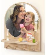 Nursery Mirror, Boho Circle Mirror Wall Mount Natural Wood Shelf, 14X18 ... - $964.04 MXN