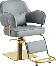 Gray Pu Chicfurnit Barber Salon Chairs, 26&quot; X 18.5. - £205.29 GBP