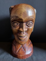 10.75 in Vintage Authentic Hand Carved Wood AFRICAN Male Tribal Bust NICE! - £43.35 GBP