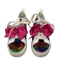 JoJo Siwa Girls Sparkly Sequin Shoes Sneakers w/ Big Pink Bows Sz 1 Big ... - $20.10 CAD