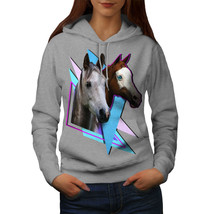 Wellcoda Horse Cool Print Animal Womens Hoodie, Zoo Casual Hooded Sweatshirt - £29.35 GBP