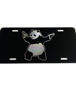 DEEP Engraved Bansky Shooting Panda Diamond Etched Black License Plate C... - £15.64 GBP