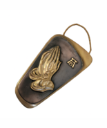 Vintage Plaque Praying Hands Durer Initials Gilded Brass Black Enamel 6&quot; - $380.59 MXN