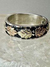 Black Hills Gold ring leaves wedding band Size 10.75 Sterling Silver wom... - £107.95 GBP