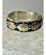 Black Hills Gold ring leaves wedding band Size 10.75 Sterling Silver wom... - $136.62