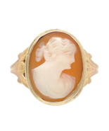 10k Yellow Gold Genuine Natural Shell Cameo Ring Size 5.25 Jewelry (#J7273) - $304.65 CAD