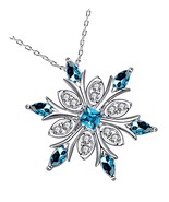 Women&#39;s 925 Sterling Silver Blue Crystals Chain - £43.27 GBP