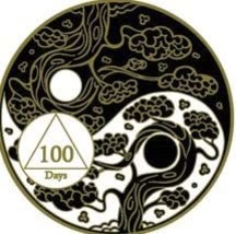 RecoveryChip 100 Days AA Medallion Sakura Tree Cherry Blossom Ying Yang ... - $8.90