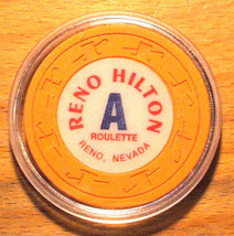 (1) RENO HILTON Casino Roulette Chip - 1981 - Reno, Nevada - Orange - Ta... - £6.25 GBP