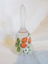 Westmoreland Glass Frosted Bell Hand Painted Strawberries Ruffled Orig Sticker - £9.59 GBP