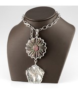Barry Brinker Sterling Silver Mother of Pearl Double Flower Pendant 17&quot; - $1,374.59 CAD