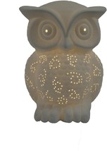 Small Table Lamp Desk Bedside Night Stand Accent White Ceramic Animal Bird Owl - £38.56 GBP