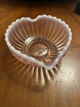 Fenton opalescent heart dish Pink antique collectible rare - $37.72