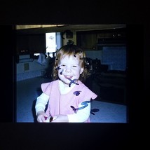 Smiling Toddler in Pink Dress 1980 Found 35mm AGFAChrome Slide Photo OOAK - $8.49