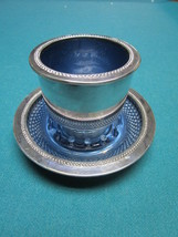 W &amp; S Blackinton silverplate blue glass lined cup and saucer RARE ORIGINAL - £59.71 GBP