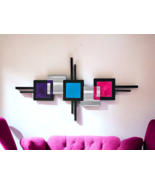 Mid Century Modern wall sculpture, colorful wall art 40x21 by Alisa - $205.91
