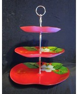 Glass 3 Tier Red Apple Tidbit Tray, New - $60.00