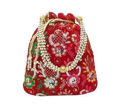 Women&#39;s Potli Bag with Pearl Handle and Tassel - Bridal Ethnic bag - £20.20 GBP