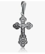 Collana piccola croce crocifisso ortodosso in argento sterling Gerusalem... - $18.46