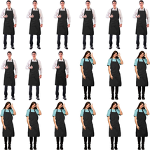 18 Pieces Unisex Apron With Pocket Kitchen Plain Bib Bulk Chef Grill Cook Black - £37.97 GBP