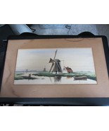 Vintage Litho Print Netherlands Dutch Windmill Landscape Art - 10 3/4&quot; X... - £23.73 GBP