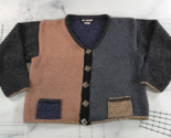 Ani Barrie Sweater Womens Medium Blue Pink Brown Black Color Block Art t... - $29.69