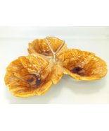 Vintage California USA 724 Candy /Nut Dish Leaf Motif Divided 3 Section ... - $18.00