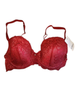 Le Mystere Lace Overlay Bra 34E Wine Underwire Balconette Lightly Padded... - $40.19